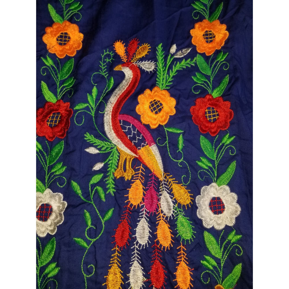 Womens Dress-ANJLI-blue multicolor floral embroidered BOHO art-to-wear-1 Size/L - Picture 3 of 5